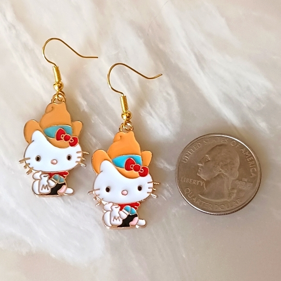 Sanrio Hello Kitty Cowgirl Handmade Earrings - Picture 3 of 3